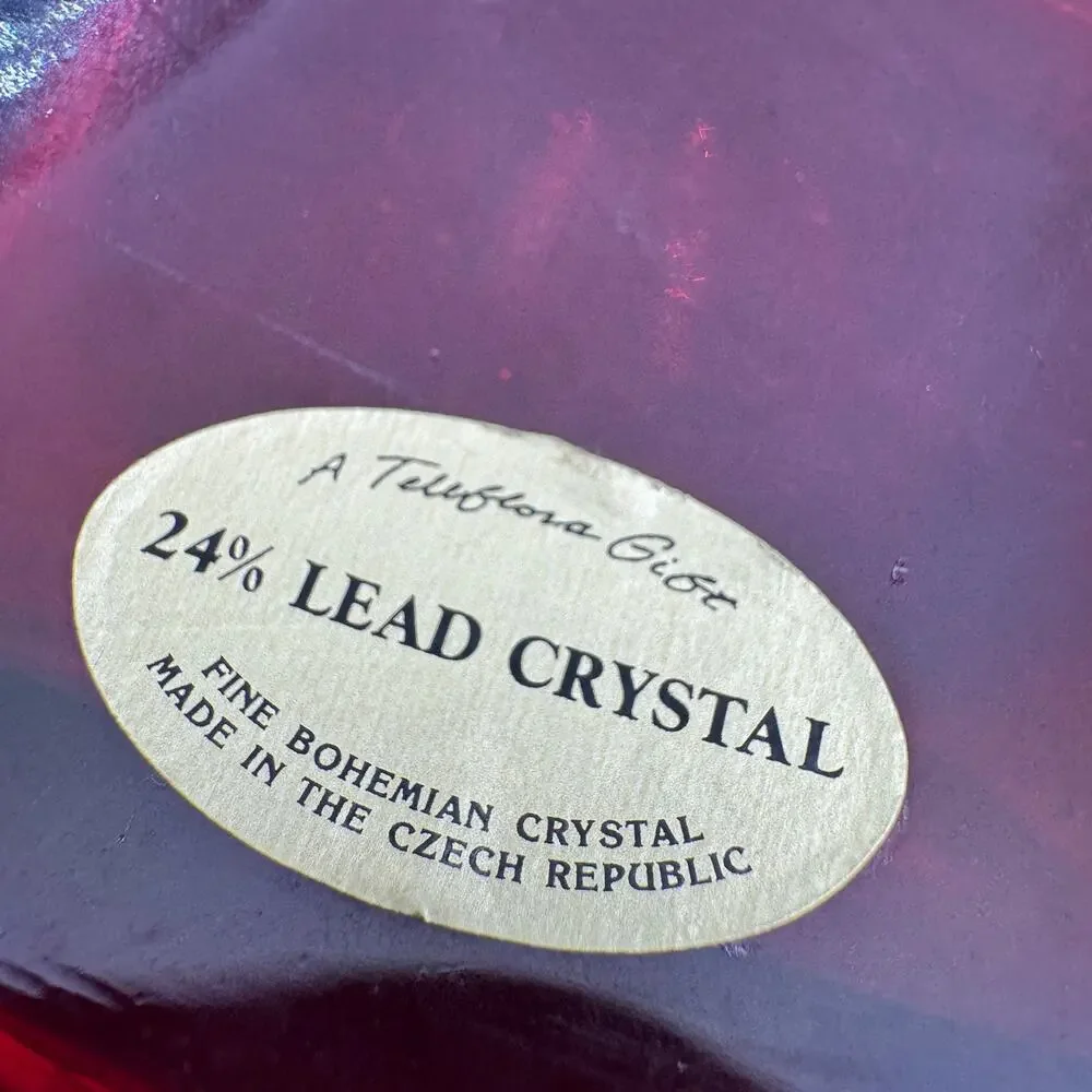 Vintage 24% Lead Crystal Ruby Red Vase 9.5